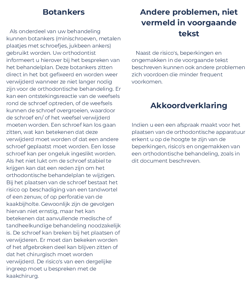 Informatieve afbeelding die de risico's en voordelen van orthodontische behandelingen, zoals aligners en beugels, uitlegt